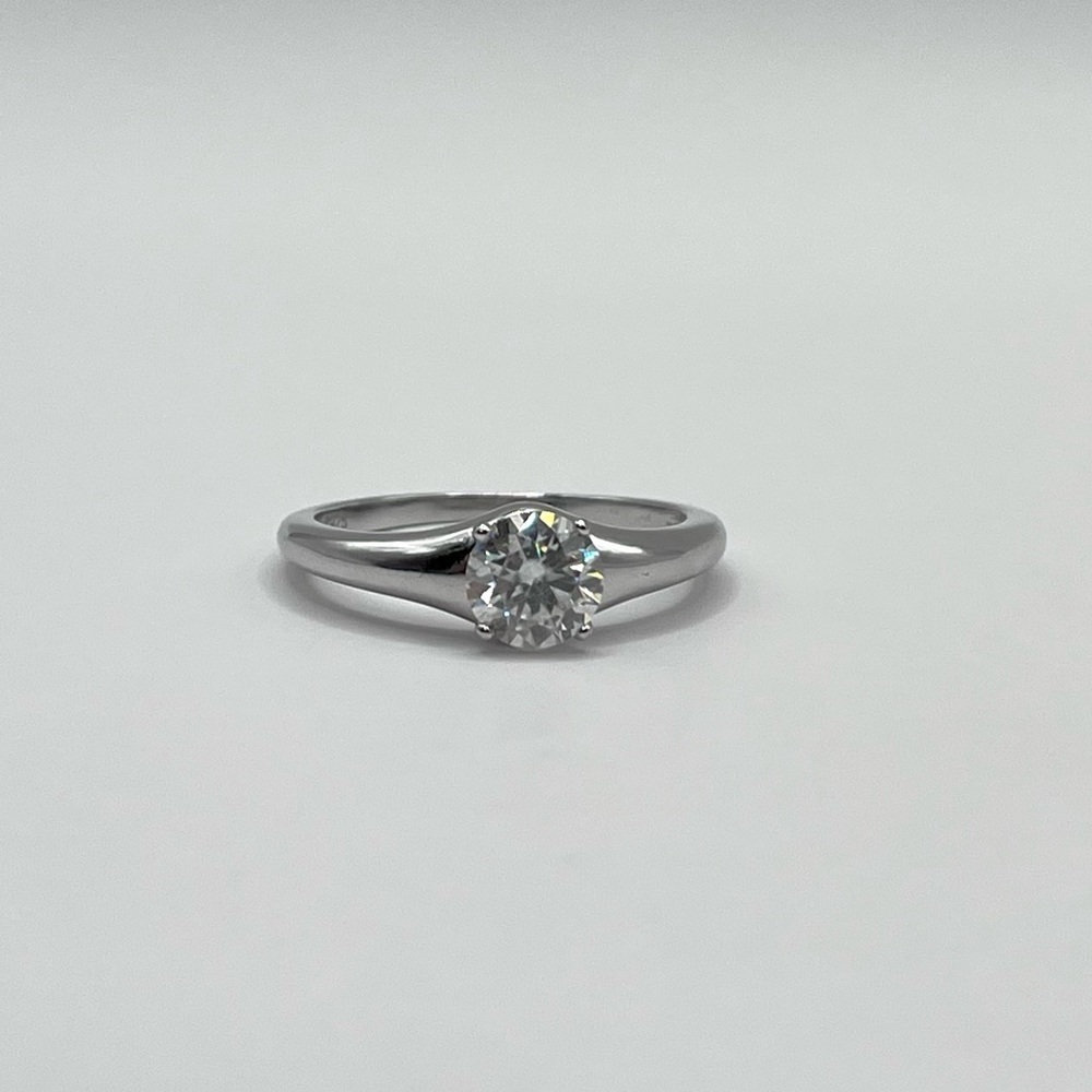 Moissanite Solitaire Sterling Silver Ring - Picture 2 of 7